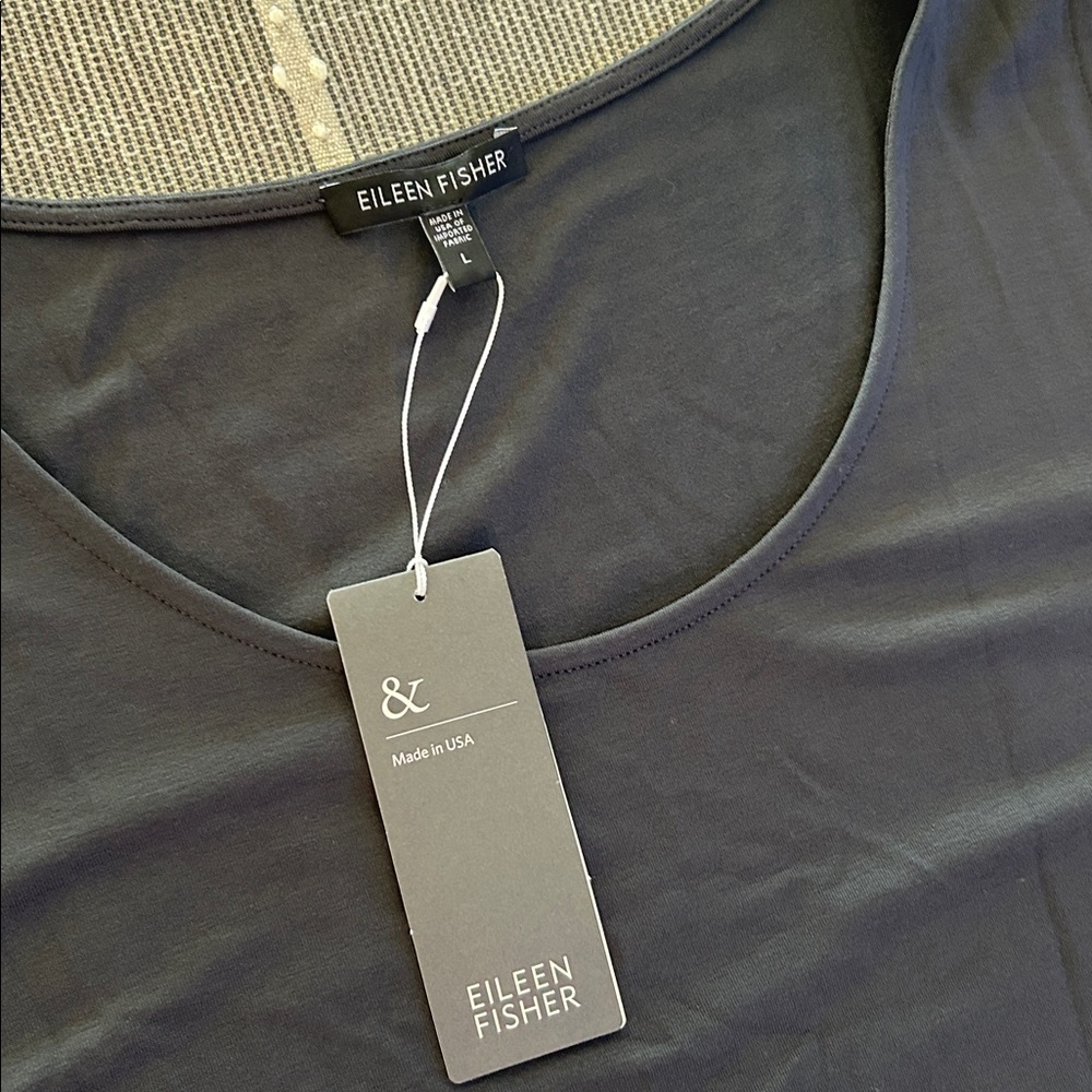 Eileen Fisher asymmetrical mesh hemline dress - Picture 4 of 11
